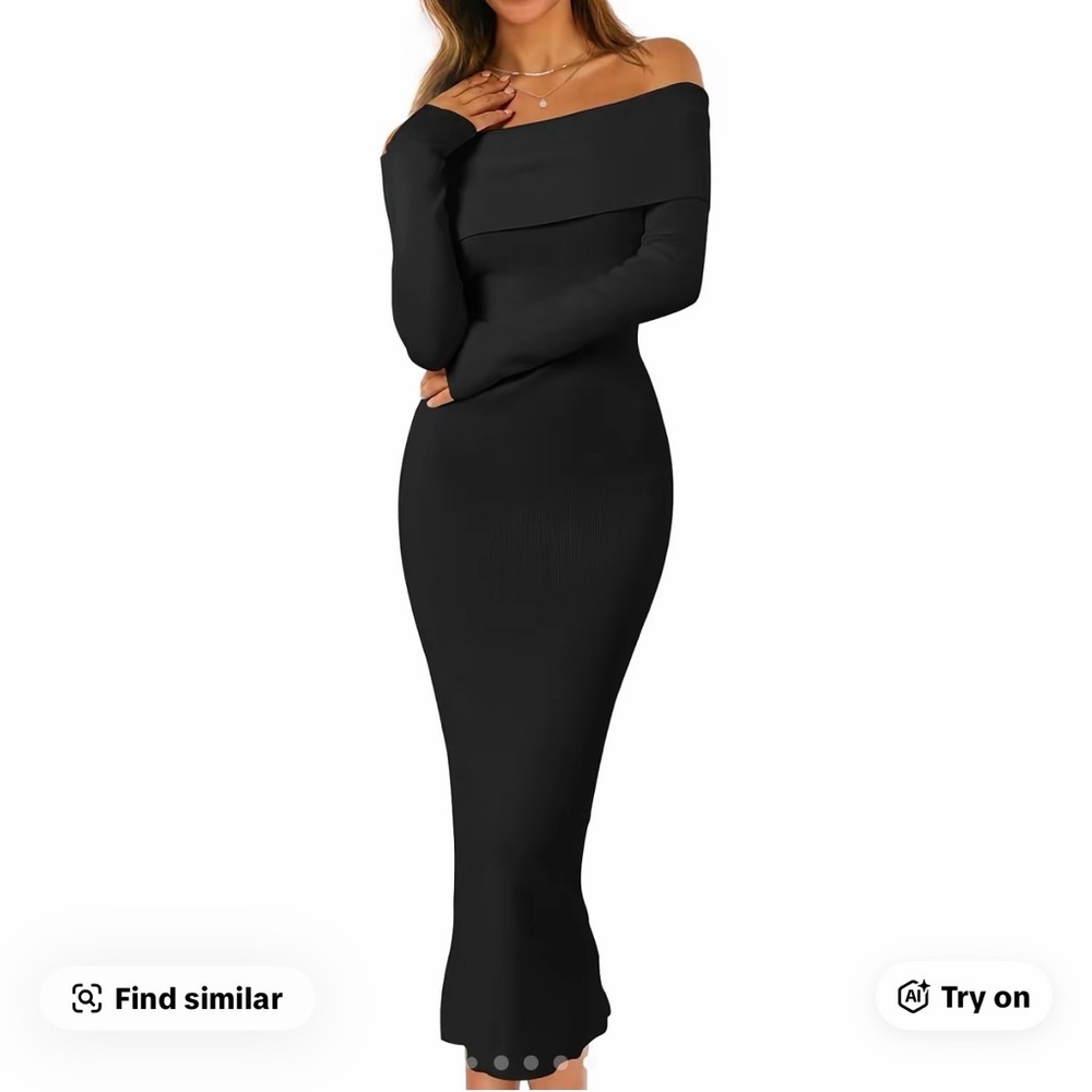 Elegant Black Off-Shoulder Long Sleeve Dress
